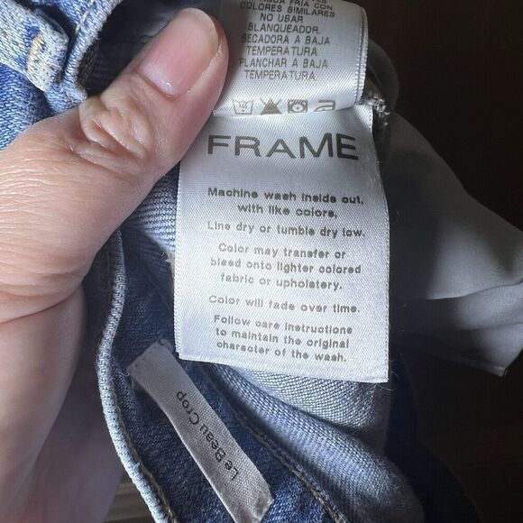 Frame SZ 30 Womens Le Beau Crop Mid Rise Jeans Distressed Raw Hem Walden Rock - Picture 11 of 12